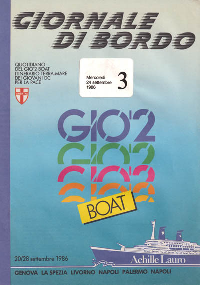 Copertina Giornale di bordo n. 3 del GIO02 Boat - 1986