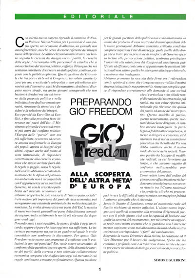 Nuova Politica - Preparando Gio' Freedom pagina 1